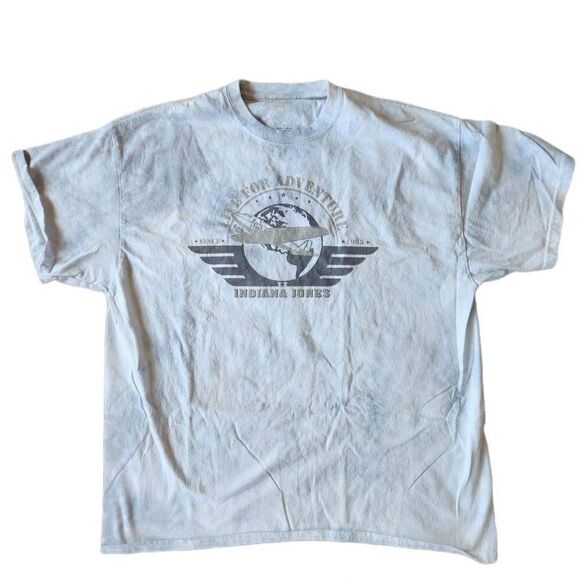 Indiana Jones aviation badge tye dye unisex t-shirt short sleeve blue white Box - Picture 2 of 5